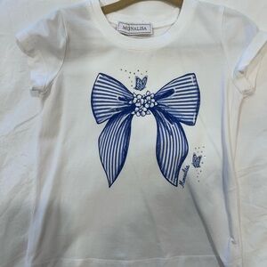 Monnalisa White and Blue Kids T-Shirt size 2T (good for 3T)